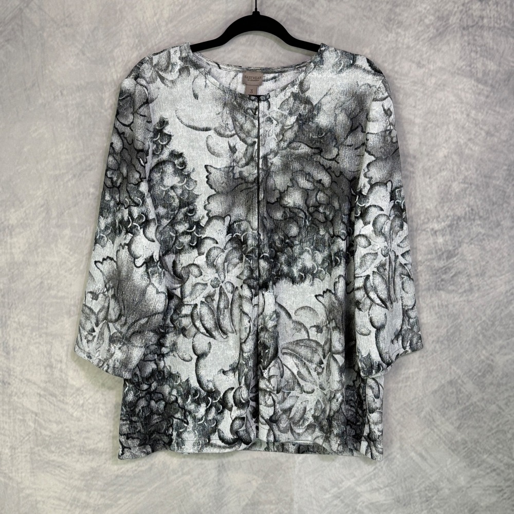 Chico's Easywear Floral Cardigan Top Womens sz XL 3 Office Career casual